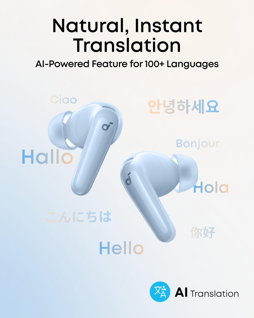 Soundcore P31i by Anker, Real-Time Adaptive Noise Cancelling, Hi-Res Sound, Translation Earbuds, 50H Playtime, Wireless Earbuds, Bluetooth Earphones, Spatial Audio, Fast Charging, IP55 (Black)