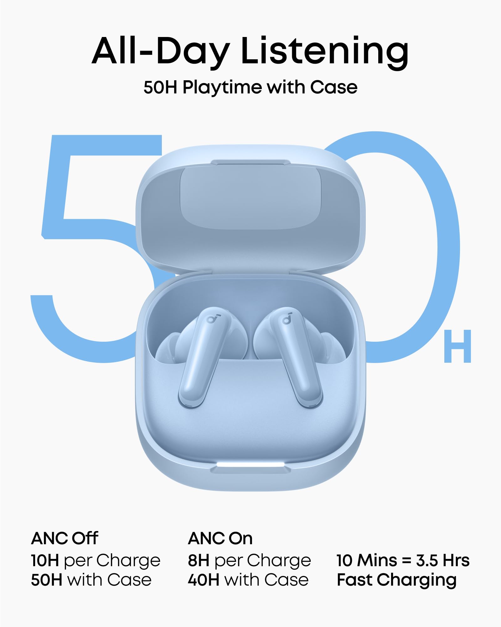 Soundcore P31i by Anker, Real-Time Adaptive Noise Cancelling, Hi-Res Sound, Translation Earbuds, 50H Playtime, Wireless Earbuds, Bluetooth Earphones, Spatial Audio, Fast Charging, IP55 (Black)
