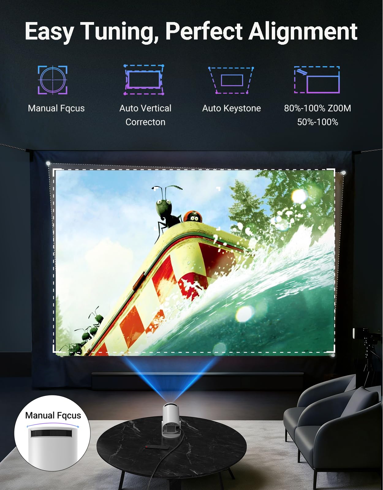 Mini Projector with WiFi & Bluetooth — Native 720P HD